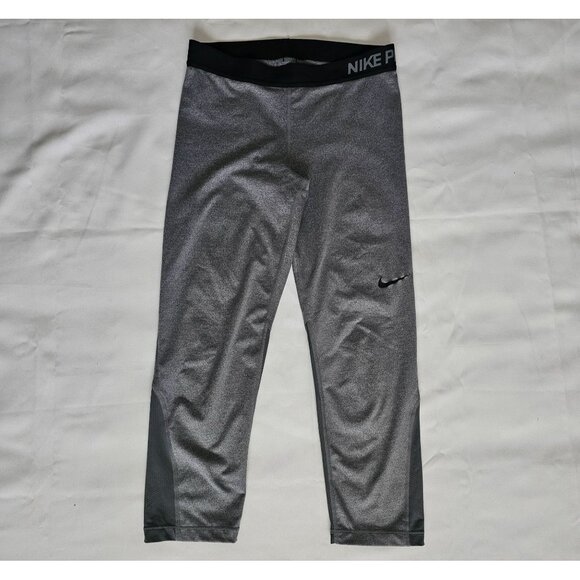NIKE Pro Women's Dri-Fit Gray Training Capri Compression Yoga Pants Size Medium - Picture 5 of 13
